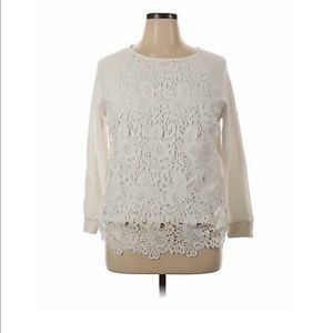 Adrianna Papell White Lace Womens Sweatshirt EUC . Adrianna Papell